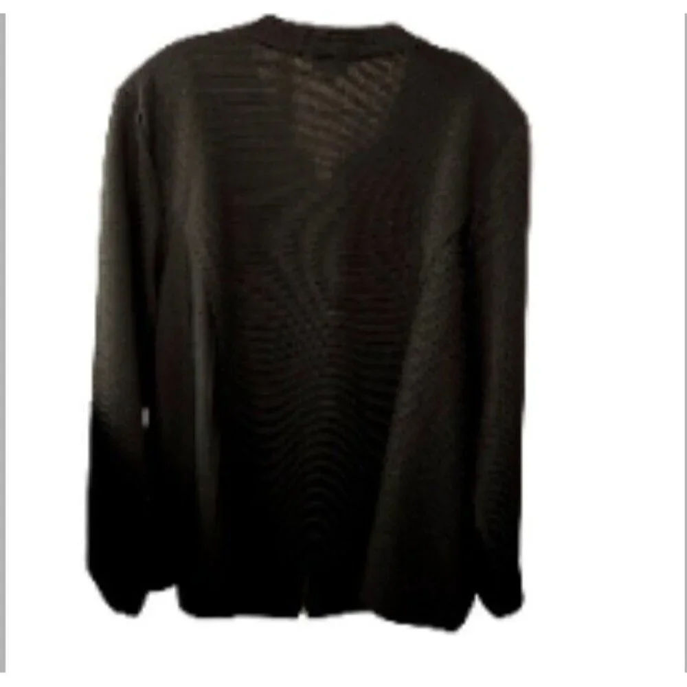 Womens Jacket 30/32 Black Full Zip Avenue Ribbed High Neck Long Sleeve Stretch - Picture 2 of 7